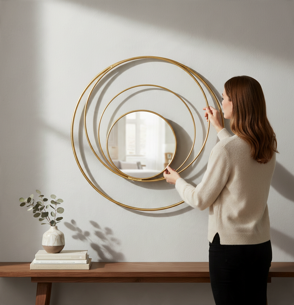Specchio Arc Glam Oro – Design Scultoreo e Fascino Contemporaneo - AESSEWOOD 