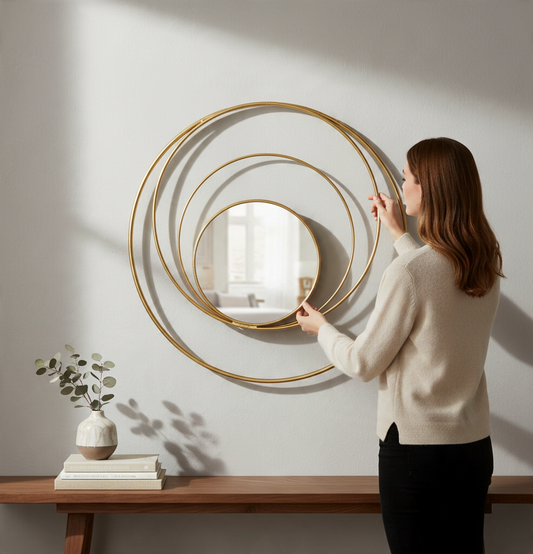 Specchio Arc Glam Oro – Design Scultoreo e Fascino Contemporaneo