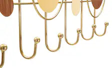 Appendiabiti Aurea Circles – Attaccapanni da Parete in Metallo Oro e Legno, Design Moderno, Porta Abiti per Ingresso, corridoio