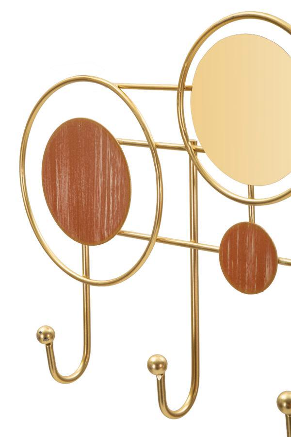 Appendiabiti Aurea Circles – Attaccapanni da Parete in Metallo Oro e Legno, Design Moderno, Porta Abiti per Ingresso, corridoio