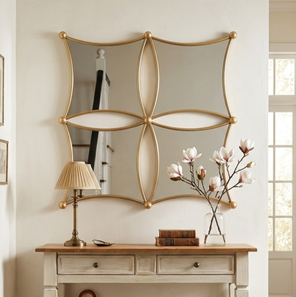 Specchio Jalo Oro – Eleganza Geometrica per Ambienti Raffinati - AESSEWOOD 