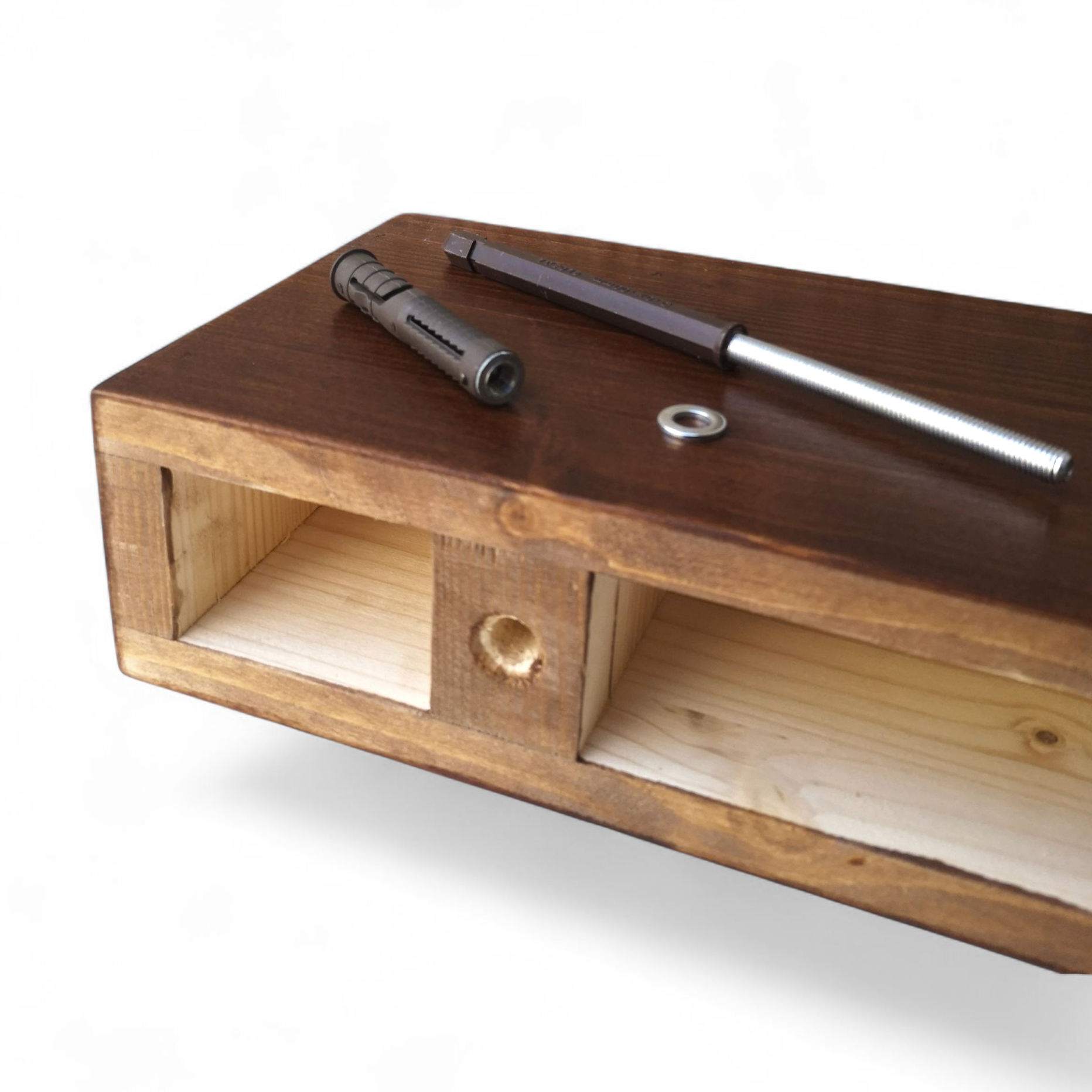 Mensola sospesa - VENERE - Profondità 15-20-25 cm. Noce Scuro - AESSEWOOD 