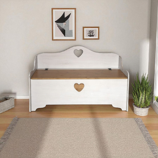 Cassapanca -  CUORE&CUORE bianco shabby seduta legno