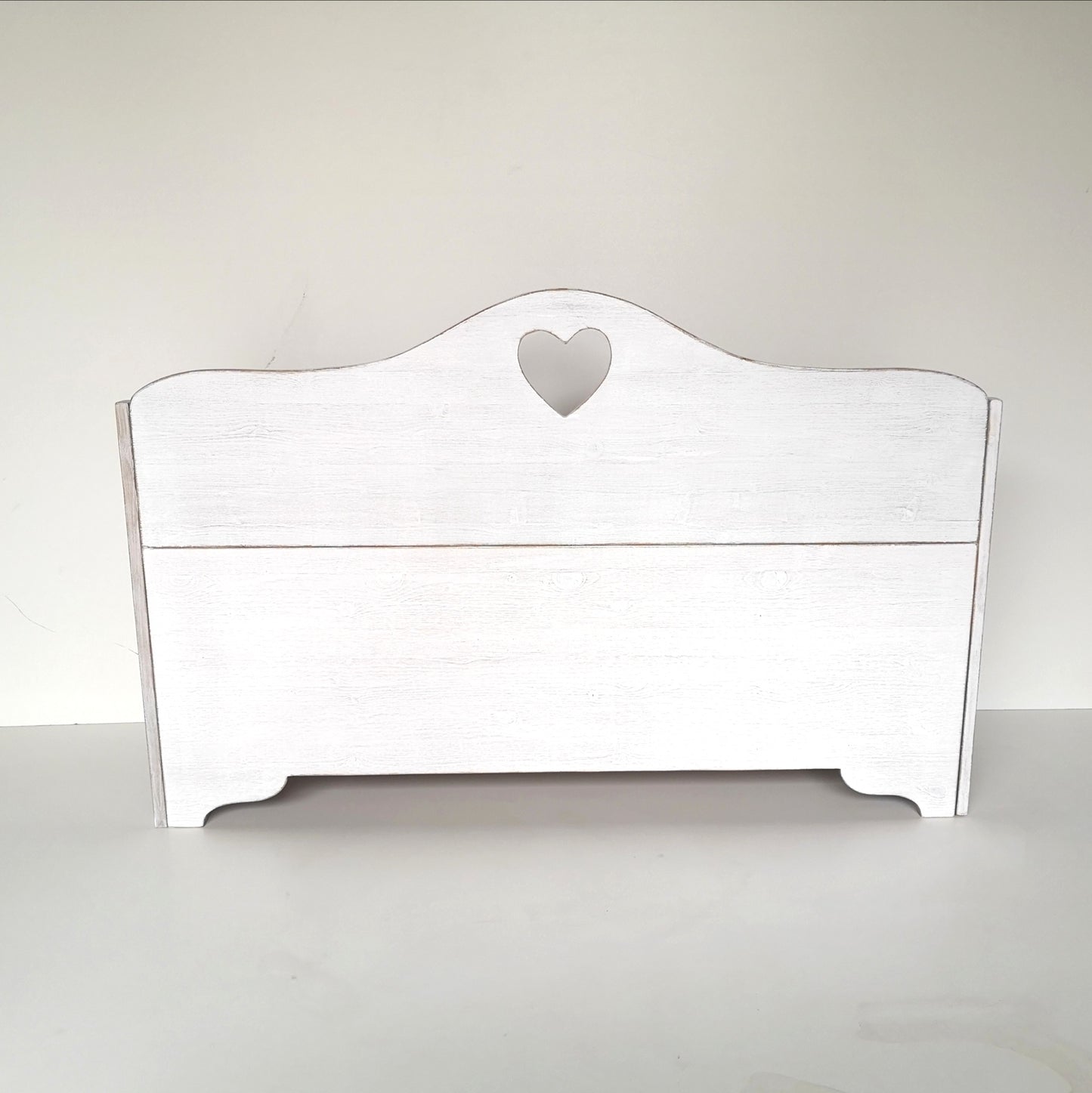 Cassapanca baule vintage in legno massello bianco shabby e noce -CUORE&CUORE - AESSEWOOD