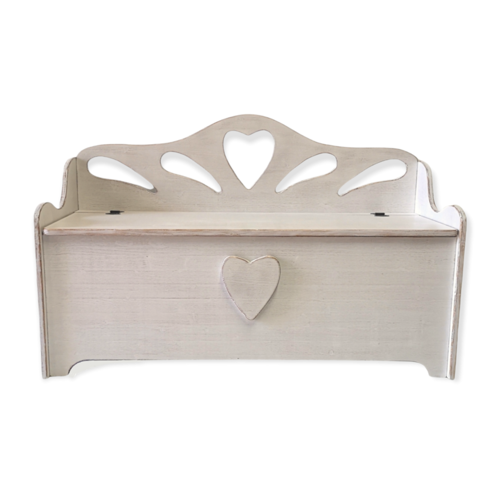 Cassapanca PETALI&CUORE bianco shabby - AESSEWOOD